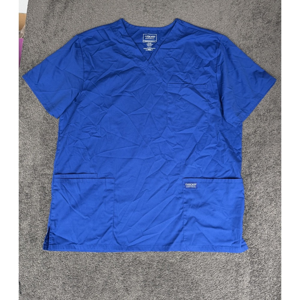 Cherokee Workwear Professionals Royal Blue V-Neck Scrub Top WW695 Large